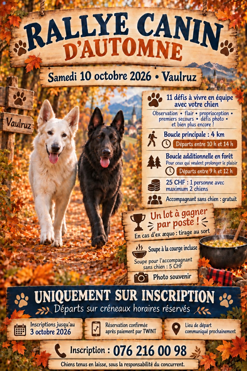 Affiche du Rallye canin d’automne à Vaulruz