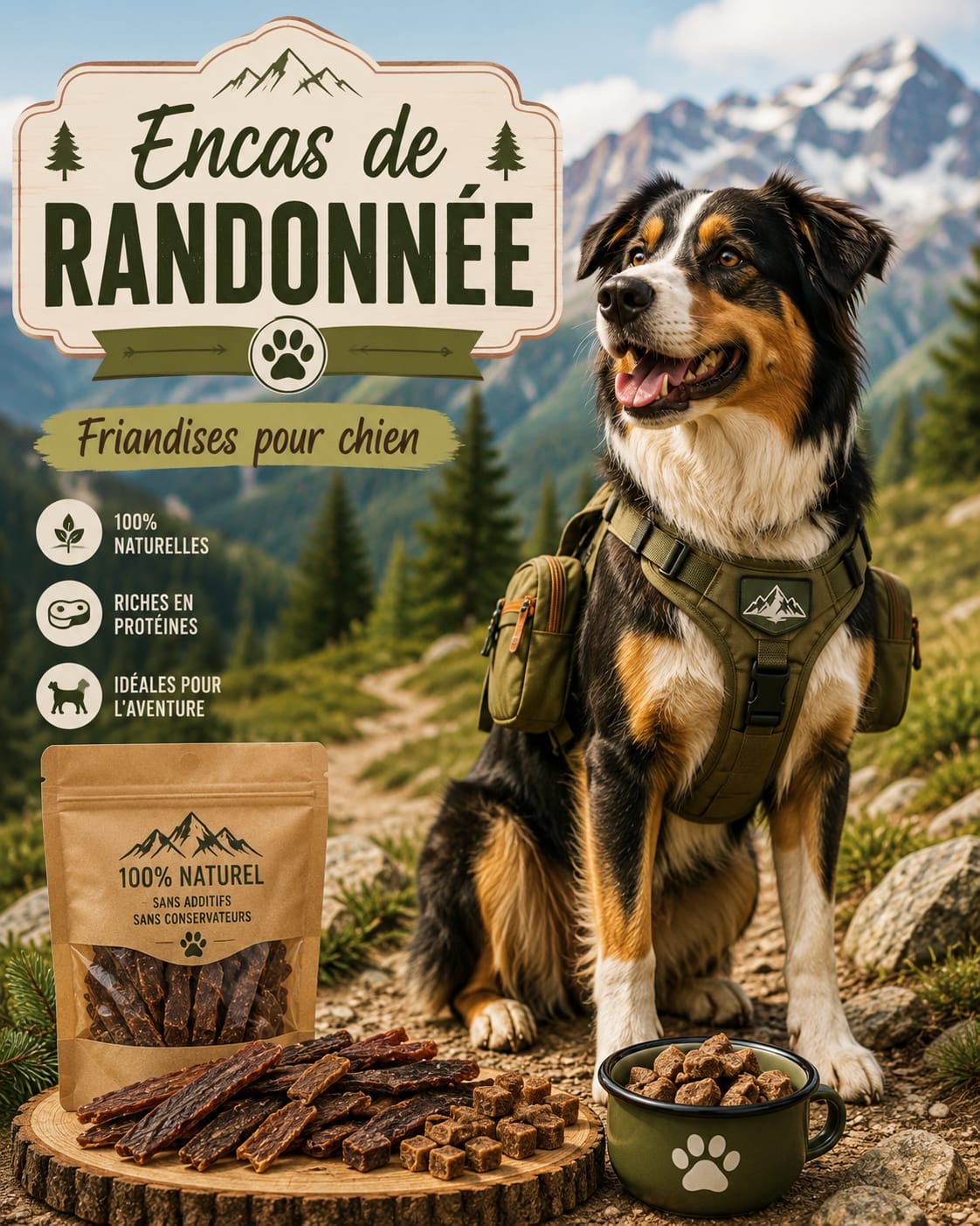 Friandises naturelles pour chien à emporter en randonnée